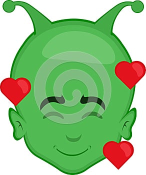 vector illustration alien or extraterrestrial cartoon in love