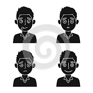 Vector illustration of face and boy icon. Set of face and young stock symbol for web.