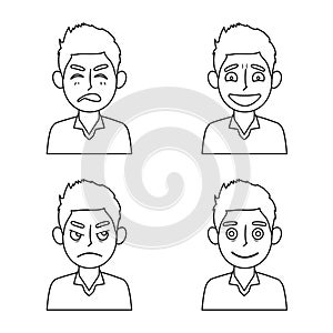 Vector illustration of face and boy logo. Collection of face and expression stock symbol for web.