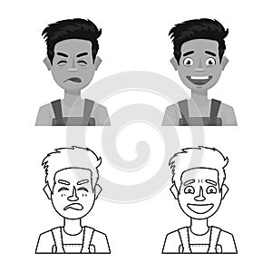 Vector illustration of face and boy logo. Set of face and expression stock symbol for web.