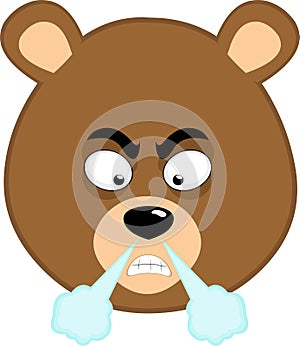 vector illustration head grizzly bear cartoon fuming furious expression photo