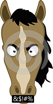 Vector illustration face cartoon horse angry expression insulting