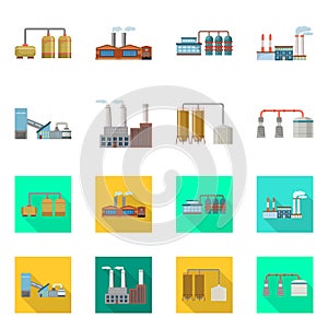 Vector illustration of factory and industry logo. Collection of factory and construction vector icon for stock.