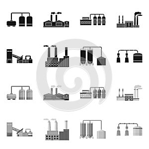 Vector illustration of factory and industry sign. Set of factory and construction stock symbol for web.