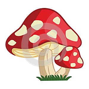 Forest Cartoon Mushrooms Amanita.
