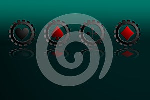 Vector Illustration of Falling black Poker Chips