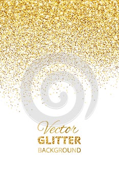 Vector illustration of falling glitter confetti, golden dust. Fe