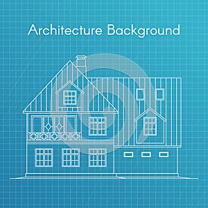 Vector illustration of family house or cottage. Architecture blueprint