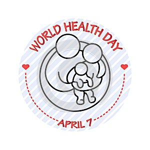 Vector illustration of family icon. World Health Day card.