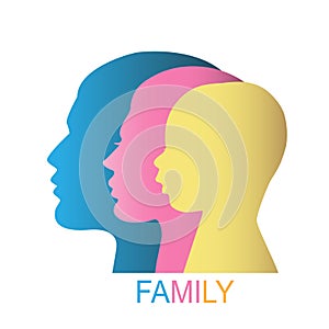 Vector illustration of Family icons colorful head