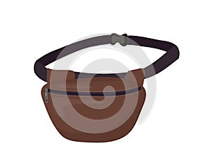 Vector illustration of fanny pack, waist bag. Isolated image of trendy accessory on white background. Street fashion