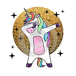 Vector illustration of fantasy dabbing horse unicorn.
