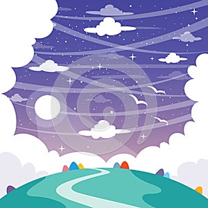 Vector Illustration Of Fantasy Landscape Background