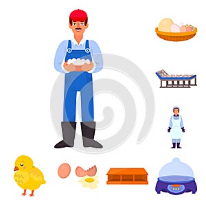 Vector illustration of farm and poultry symbol. Set of farm and agriculture stock vector illustration.