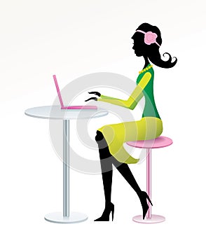 Vector illustration of fashion women with pink lap