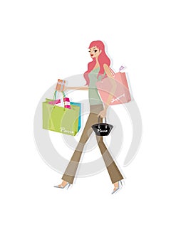 Vector illustration Illustration, fashion women shopping.part two