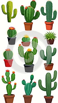 Cactus plant cartoon drawing artwork vector ai generated photo
