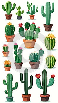 Cactus plant cartoon drawing artwork vector ai generated photo