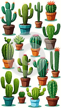 Cactus plant cartoon drawing artwork vector ai generated photo