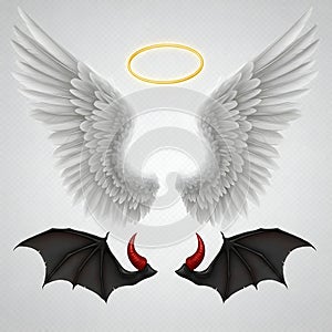 Angel and Devil Elements Set: Wings, Halo, and Horns