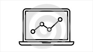 business analytics laptop vector icon with rising graph and data visualization