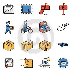 Postal and Delivery Icons Set
