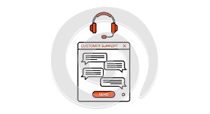 Minimalist Vector Illustration of Live Chat Customer Support