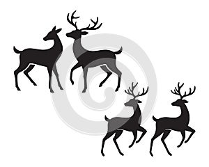 This is a vector image of some deer silhouettes