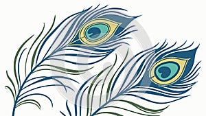 Beautiful Peacock Feathers, Ornithology Vector Illustration photo