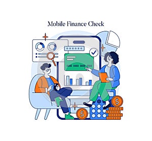Mobile Finance Check Vector Illustration