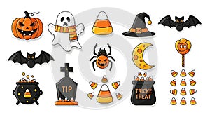Halloween Icons Pumpkin, Ghost, Bat, Candy Corn, Spider, and More!