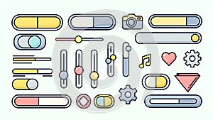 UI Elements Vector Sliders, Toggles, Settings, and Icons