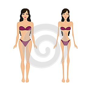 Vector illustration female anorexia. Women bulimia photo