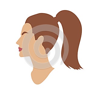 Vector illustration of female side view portrait