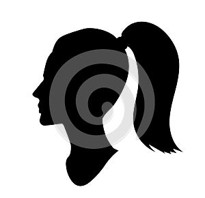 Vector illustration of female side view silhouette