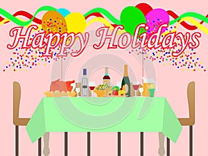 Vector illustration of a festive table
