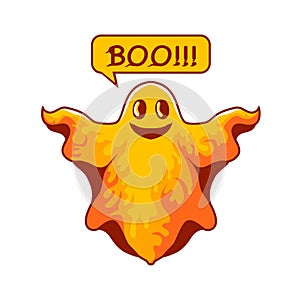 floating fiery ghost vector illustration