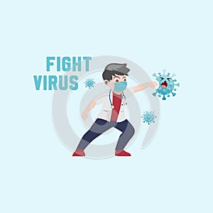 Vector illustration fight covid-19 corona virus. don`t be afraid of the corona virus
