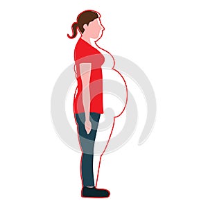 Vector illustration. Figures of thin woman in a thick body.