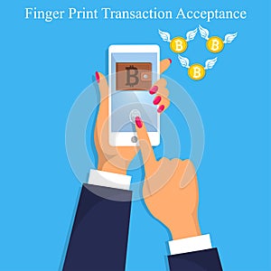 Finger print money trasnaction acceptance photo