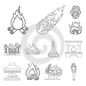 Vector design of fire and flame logo. Set of fire and fireball stock vector illustration.