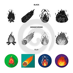 Vector design of fire and flame sign. Set of fire and fireball stock vector illustration.