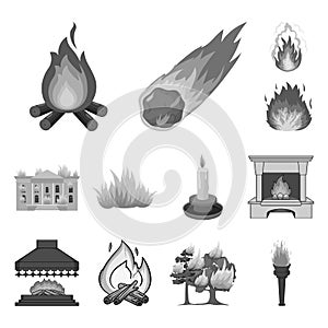 Vector illustration of fire and flame logo. Set of fire and fireball stock vector illustration.