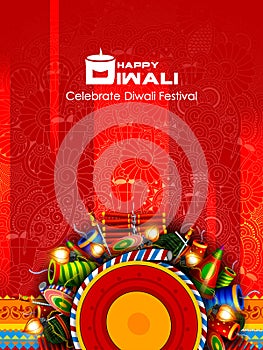 Vector illustration of firecracker for Happy Diwali holiday background