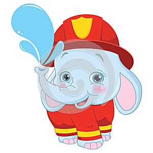 Vector Illustration of Fireman Elephant photo