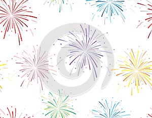 Vector illustration of fireworks on white background.