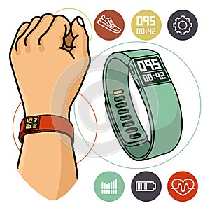 Vector illustration of fitness band, hand bracelet