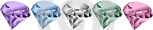 vector illustration of five luxury diamonds