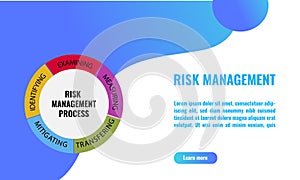 Vector illustration of five Risk Management Process. The process are identifying, examining, measuring, mitigating, or