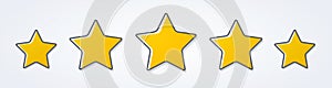 Vector Illustration five stars customer product rating review flat icon for apps and websites